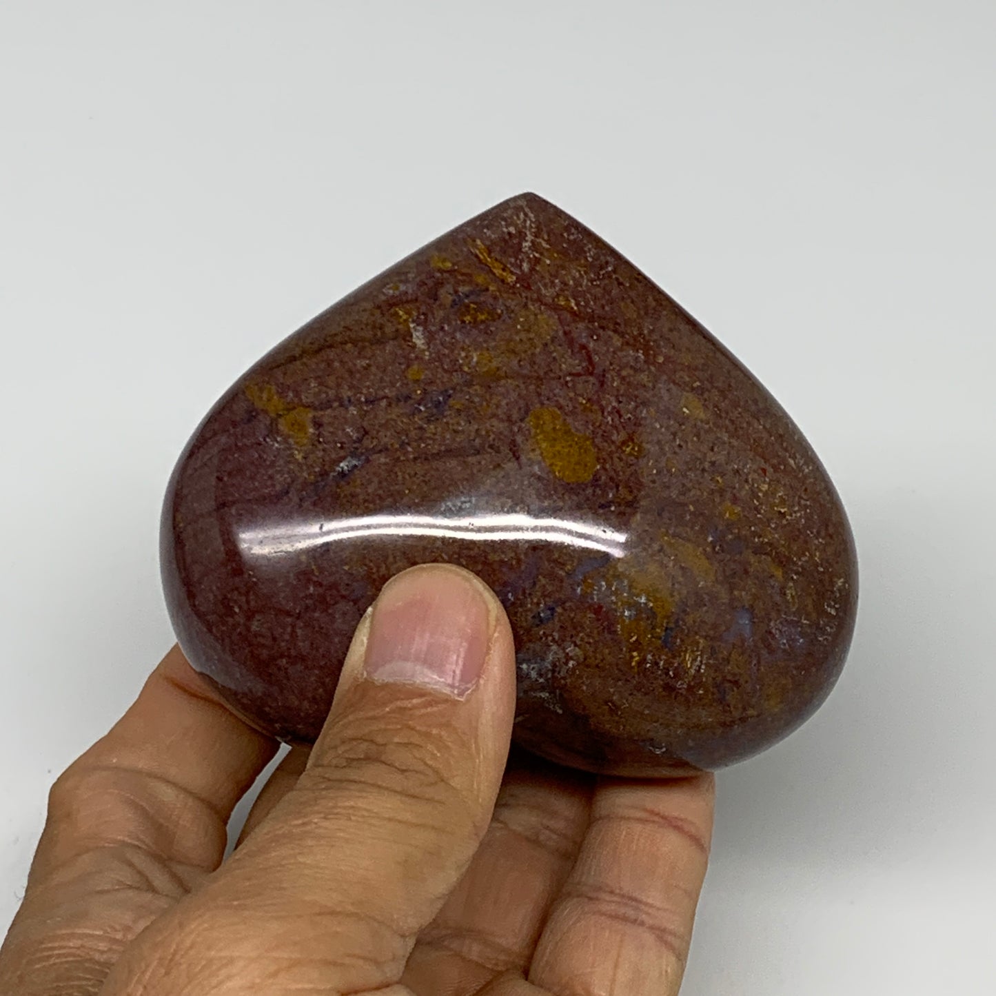 0.63 lbs, 2.7"x3.2"x1.6" Ocean Jasper Heart Polished Healing Crystal, B30918