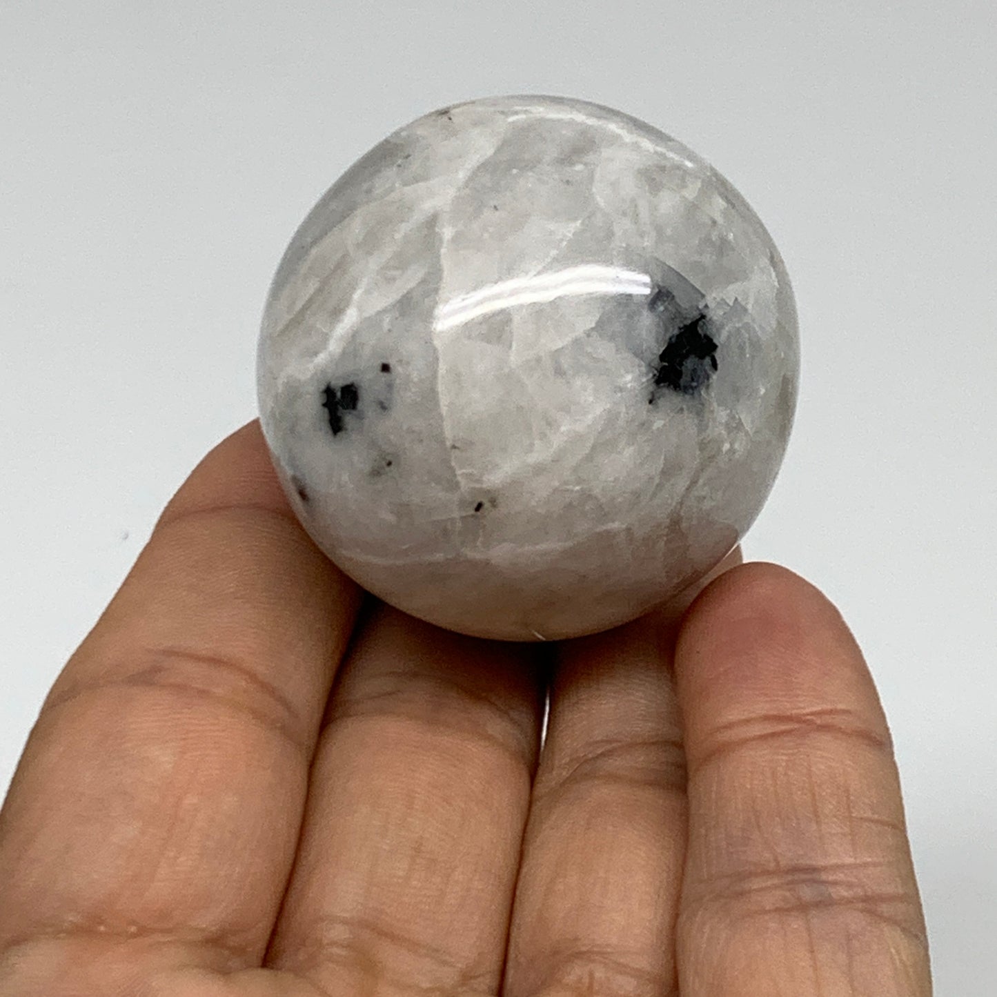87.3g, 1.6"(40mm), Natural Rainbow Moonstone Sphere Ball Gemstone, B35138