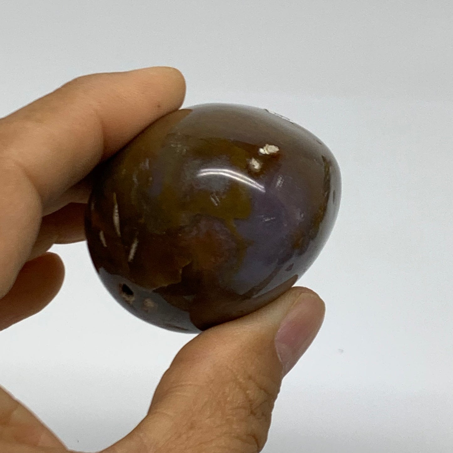 123.8g, 2.1"x1.8"x1.5" Natural Ocean Jasper Palm-Stone Orbicular Jasper, B38203