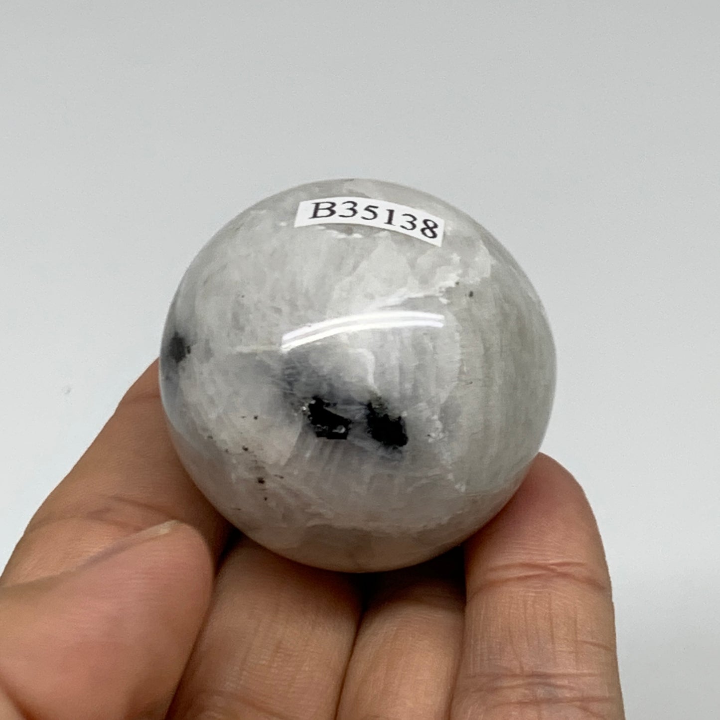 87.3g, 1.6"(40mm), Natural Rainbow Moonstone Sphere Ball Gemstone, B35138