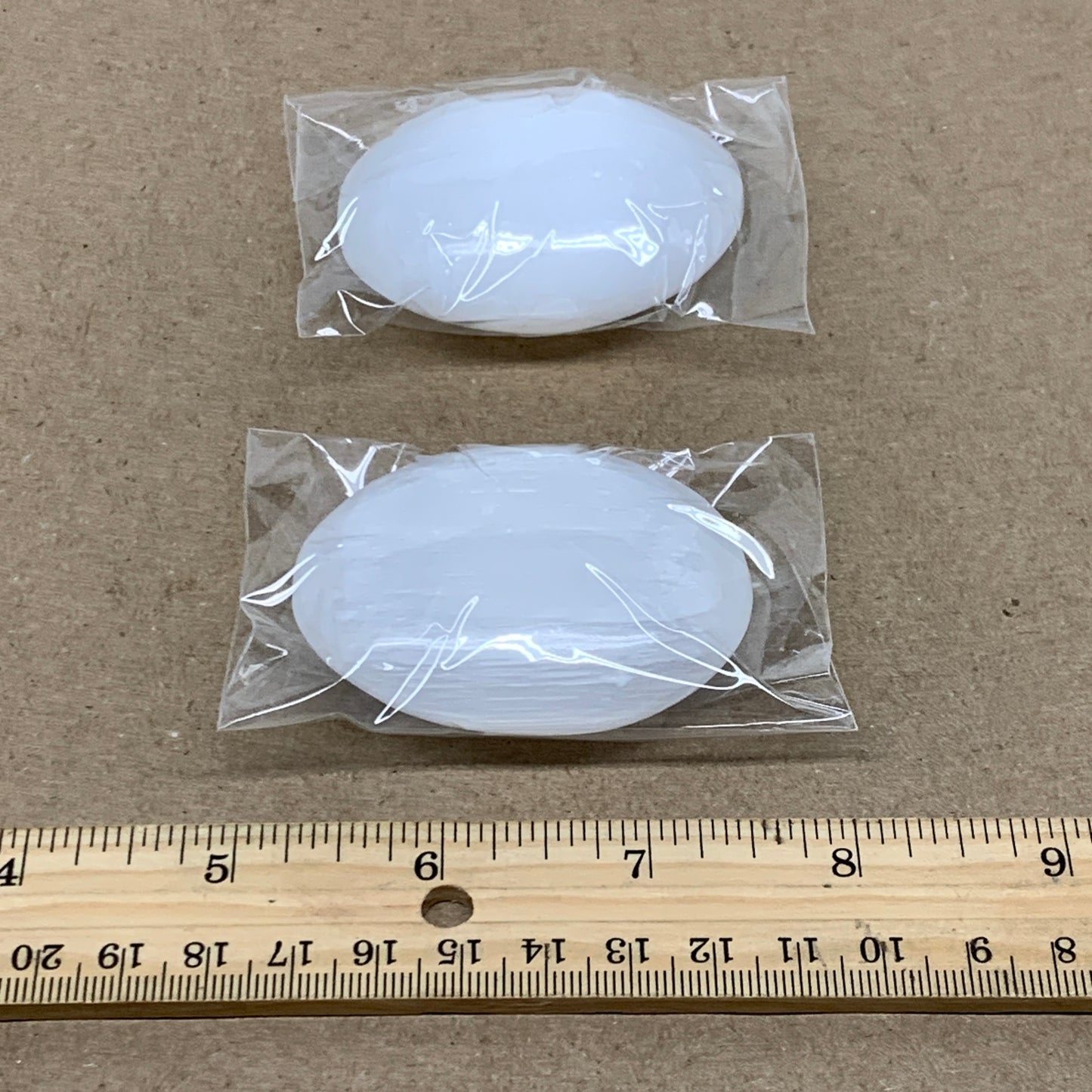 152g, 2.4"x1.8"x1", 2pcs, White Selenite Palmstone Crystal Pillow, B36862