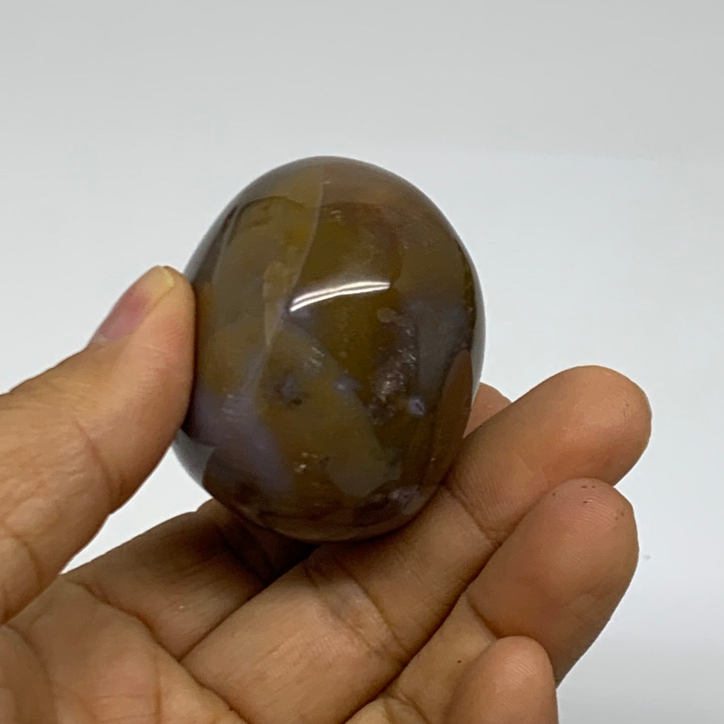 123.8g, 2.1"x1.8"x1.5" Natural Ocean Jasper Palm-Stone Orbicular Jasper, B38203