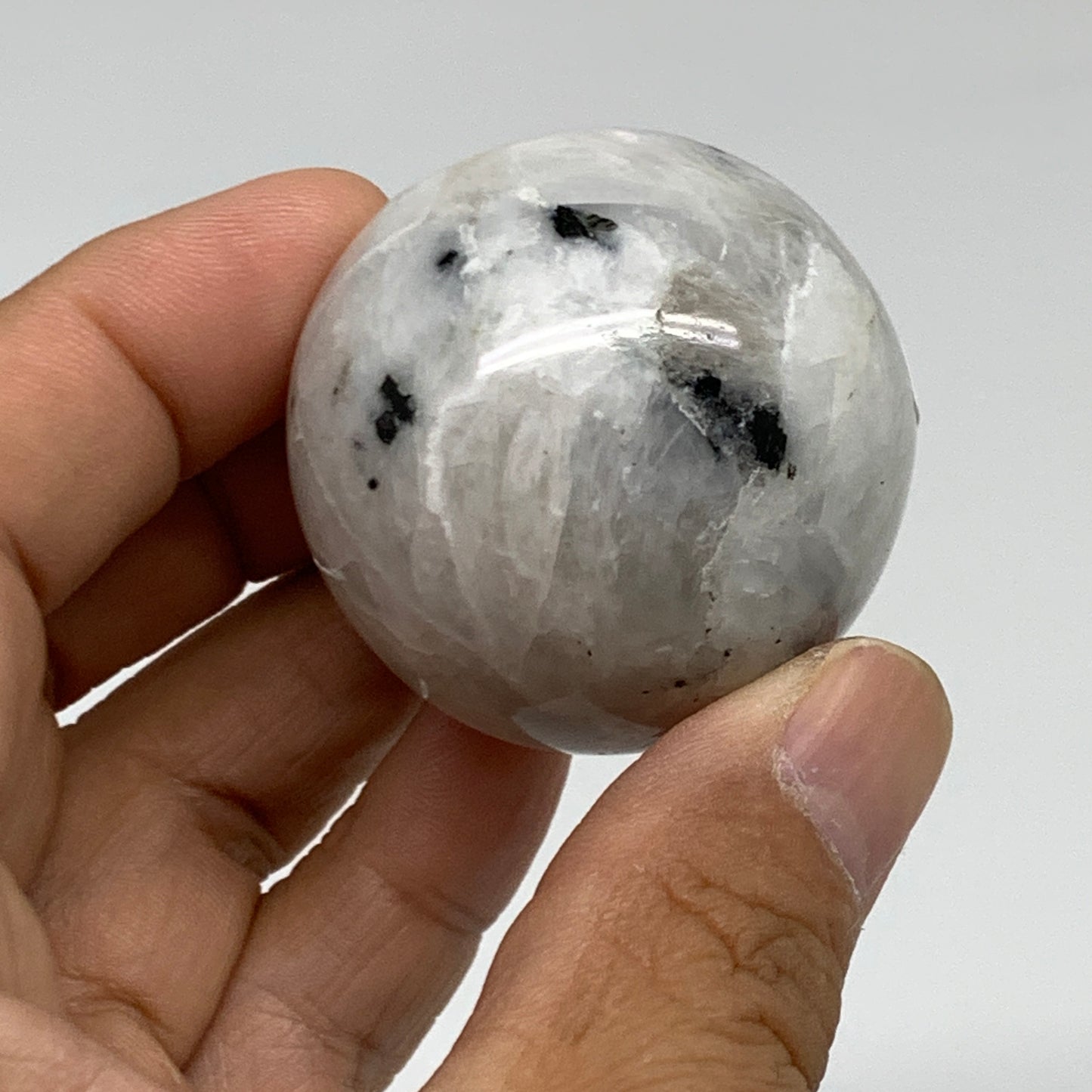 87.3g, 1.6"(40mm), Natural Rainbow Moonstone Sphere Ball Gemstone, B35138