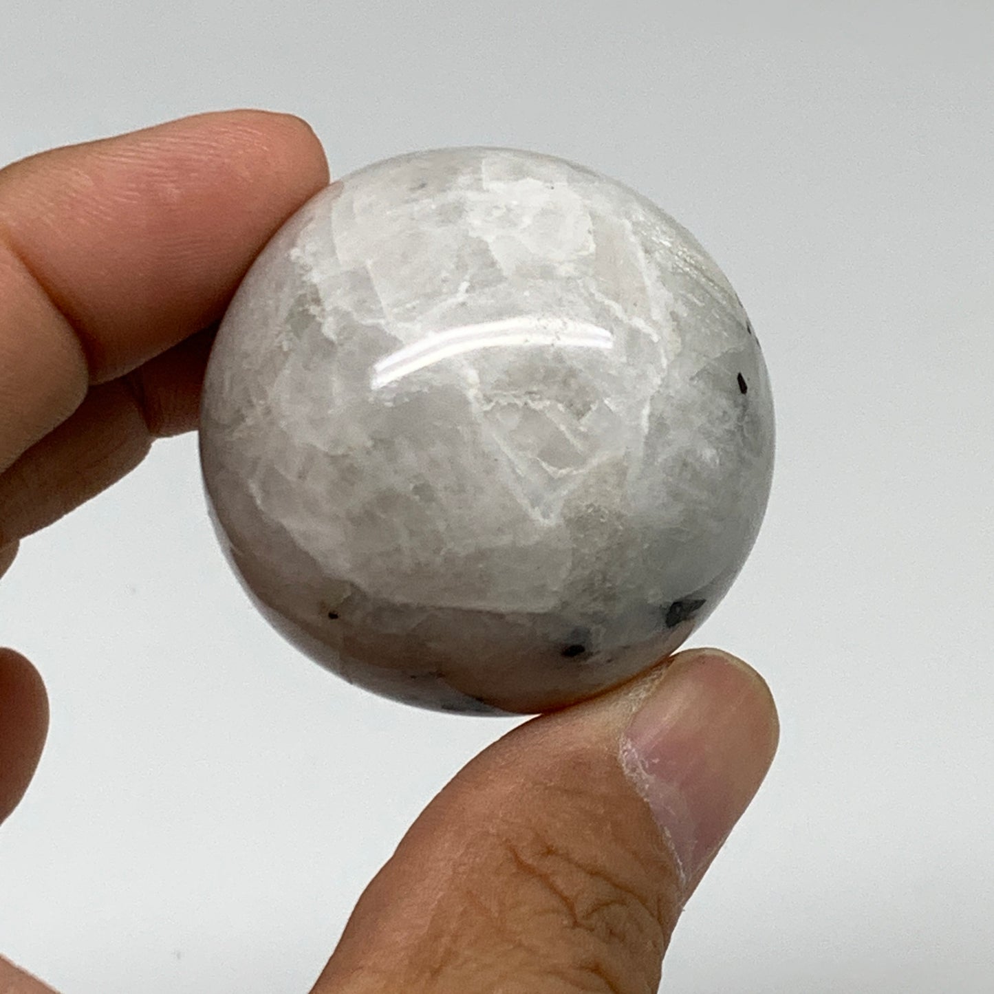 87.3g, 1.6"(40mm), Natural Rainbow Moonstone Sphere Ball Gemstone, B35138