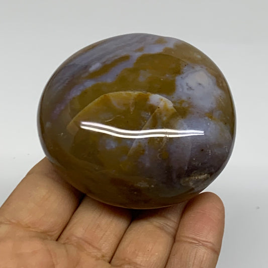182.7g, 2.5"x2.4"x1.4" Natural Ocean Jasper Palm-Stone Orbicular Jasper, B38204