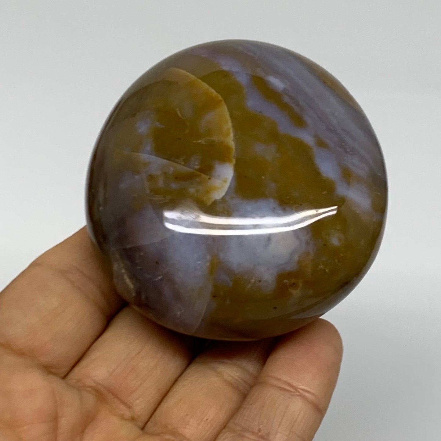 182.7g, 2.5"x2.4"x1.4" Natural Ocean Jasper Palm-Stone Orbicular Jasper, B38204