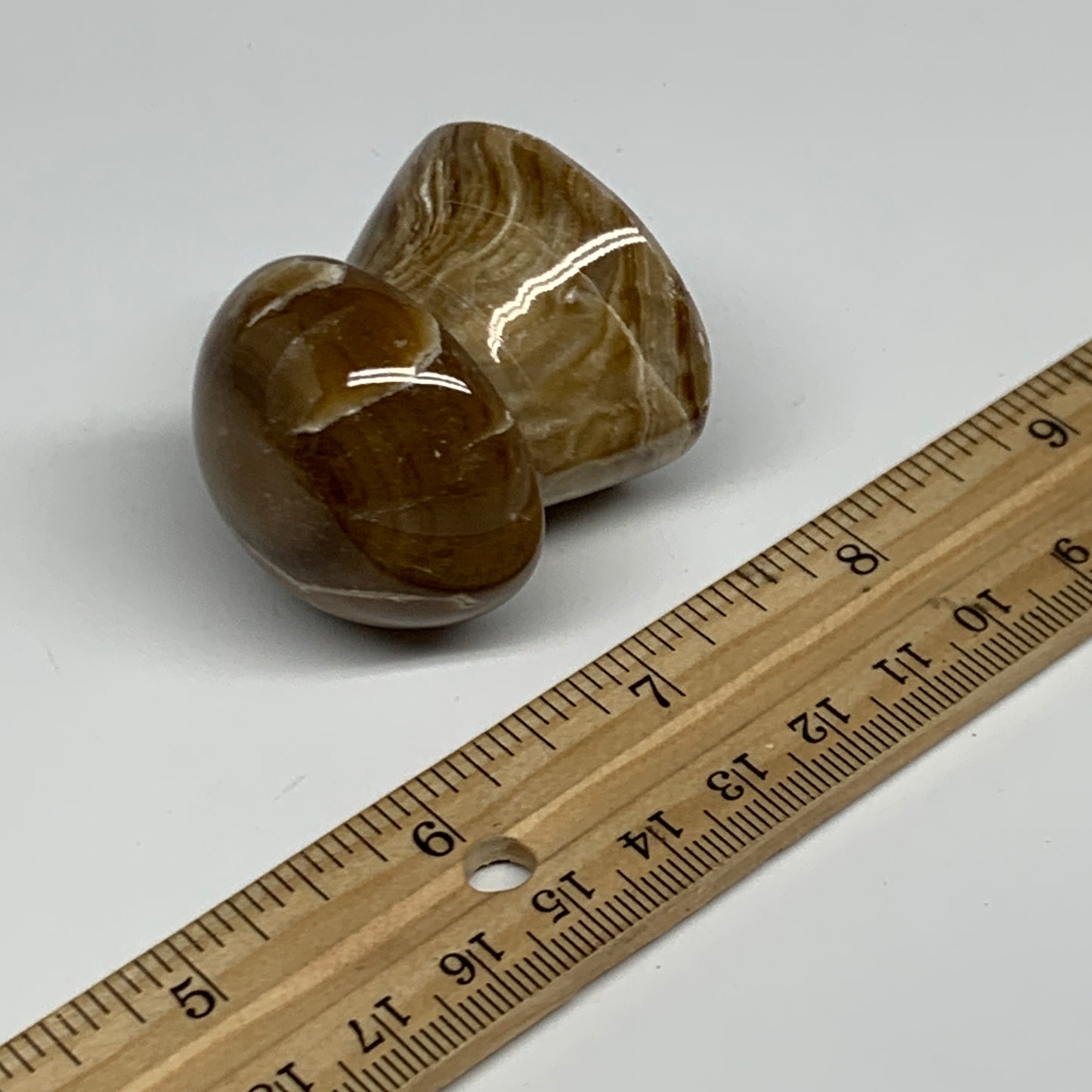 87.5g, 1.6"x1.6", Chocolate Calcite Mushroom 2 Pieces bonded @Pakistan, B31708