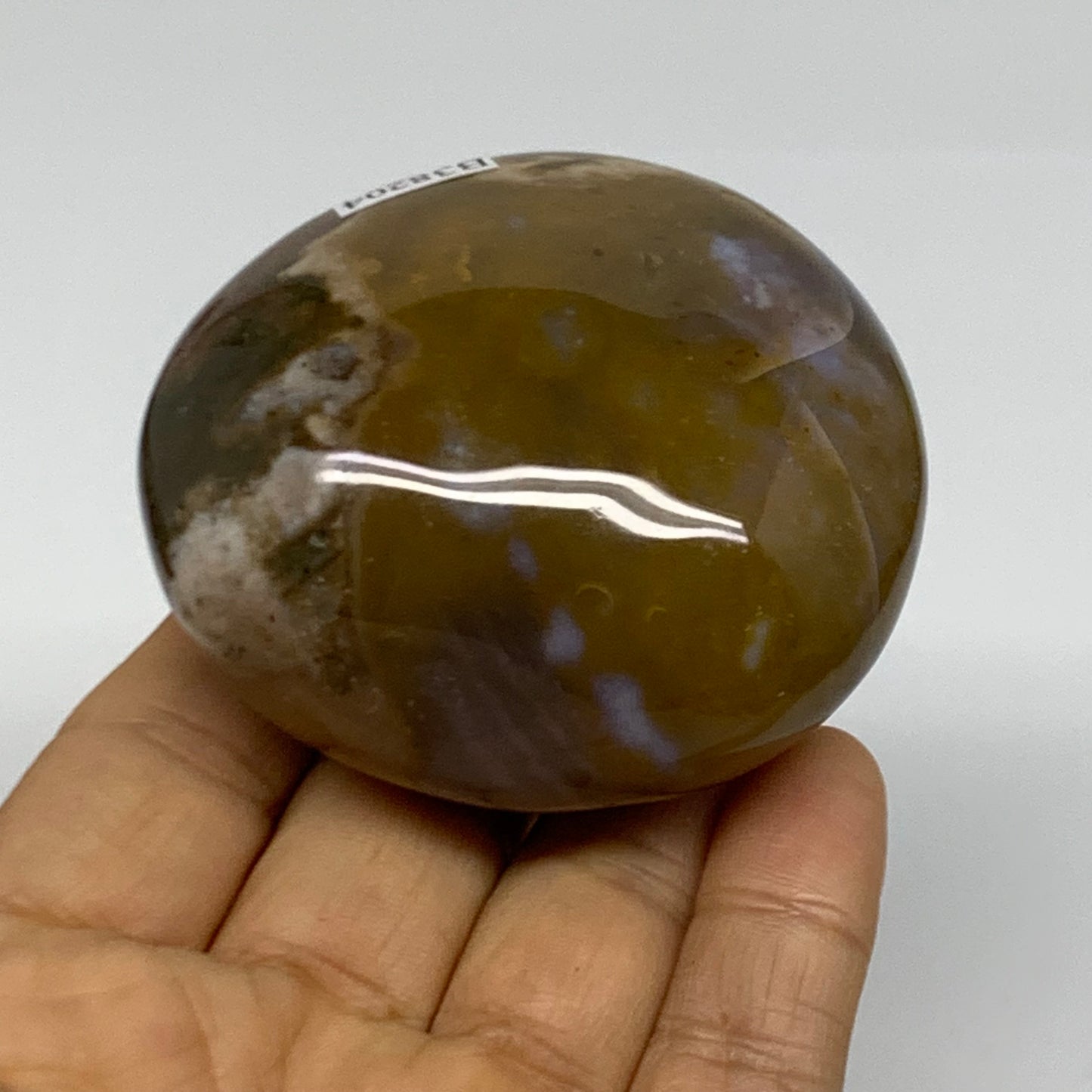 182.7g, 2.5"x2.4"x1.4" Natural Ocean Jasper Palm-Stone Orbicular Jasper, B38204