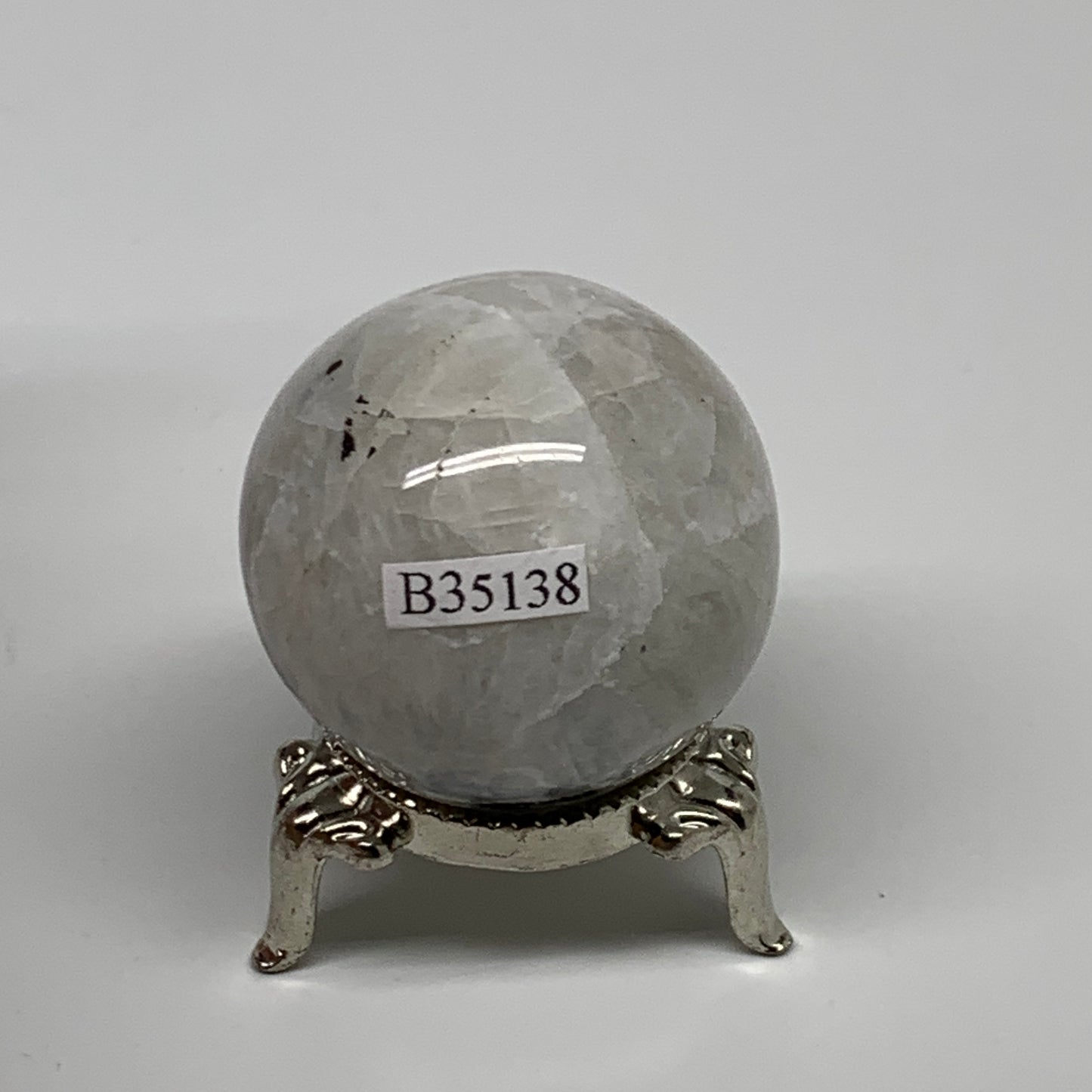 87.3g, 1.6"(40mm), Natural Rainbow Moonstone Sphere Ball Gemstone, B35138