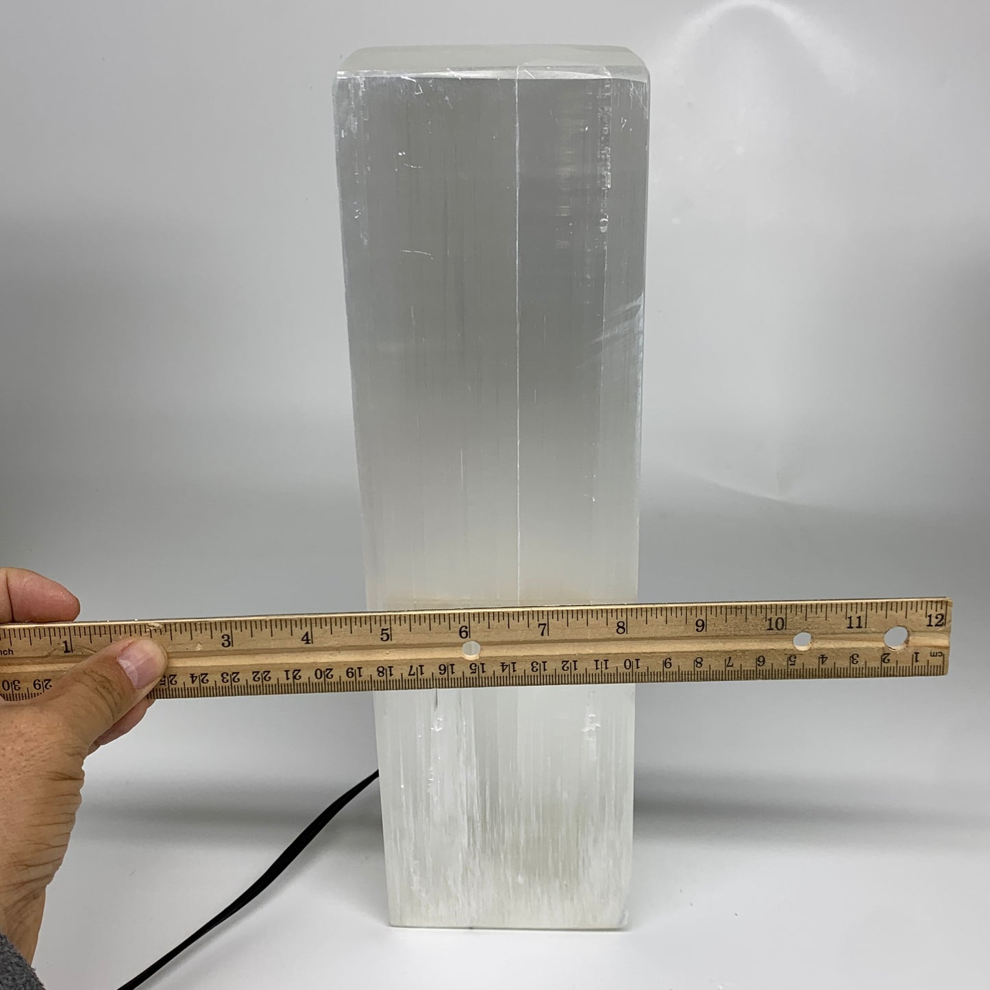 9.9 lbs. 11.7"x3.5", Rectangle Selenite (Satin Spar) Lamp, w/6ft Chord, B35804