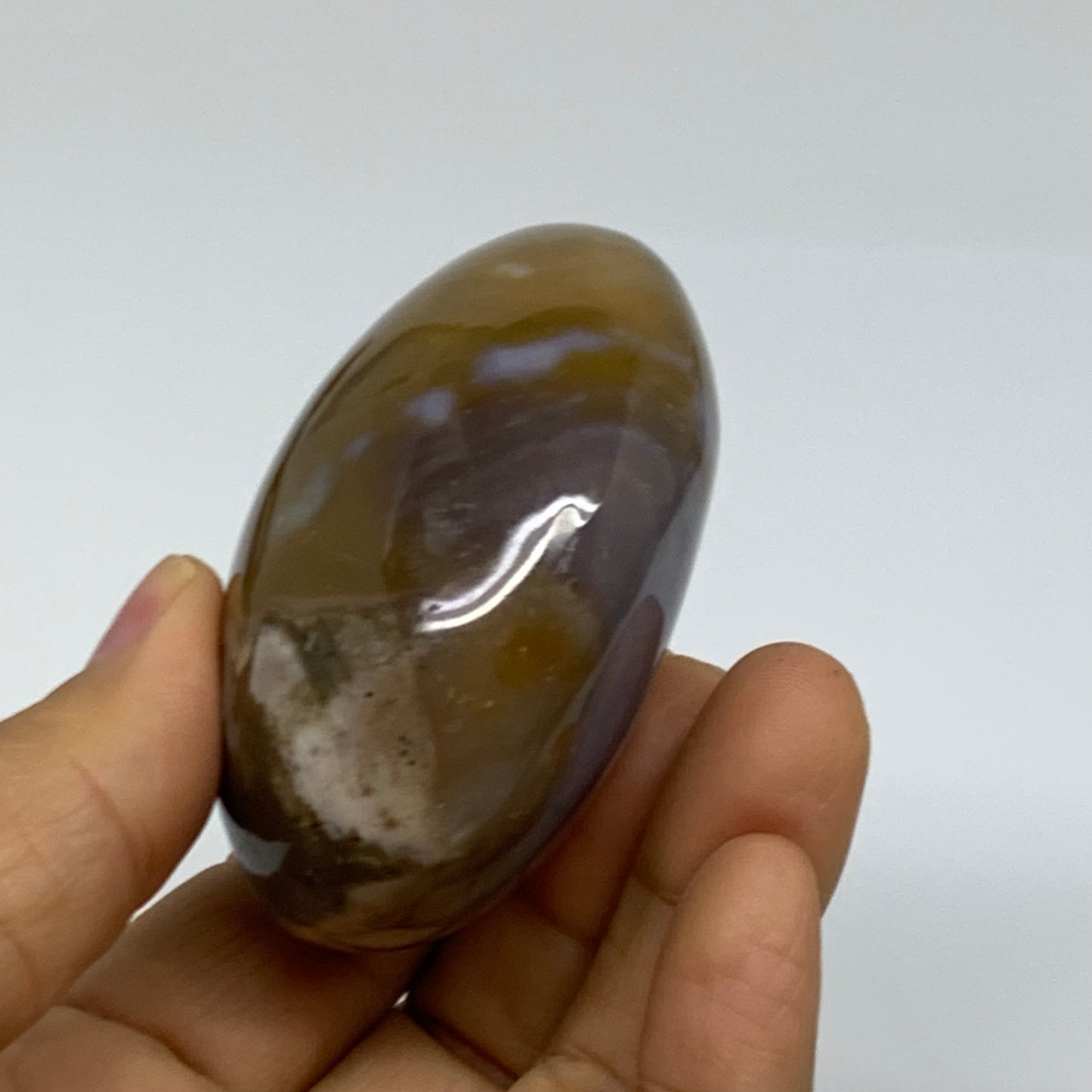 182.7g, 2.5"x2.4"x1.4" Natural Ocean Jasper Palm-Stone Orbicular Jasper, B38204