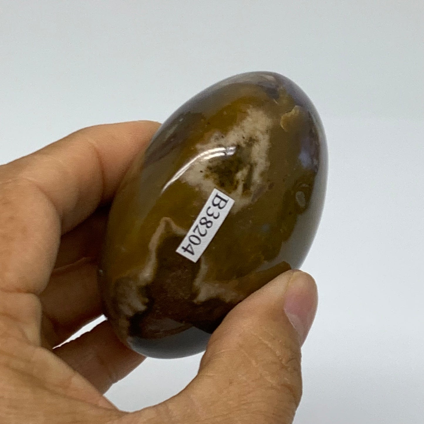 182.7g, 2.5"x2.4"x1.4" Natural Ocean Jasper Palm-Stone Orbicular Jasper, B38204