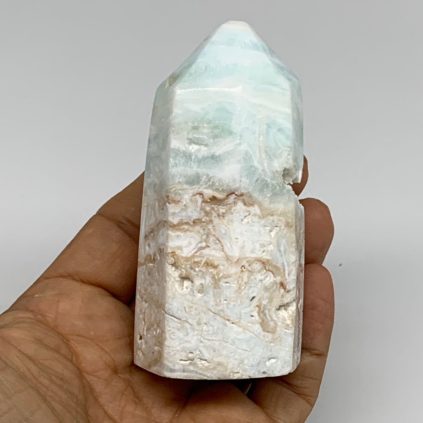 231.4g, 3.3"x1.6", Caribbean Calcite Tower Gemstone @Afghanistan, B33714
