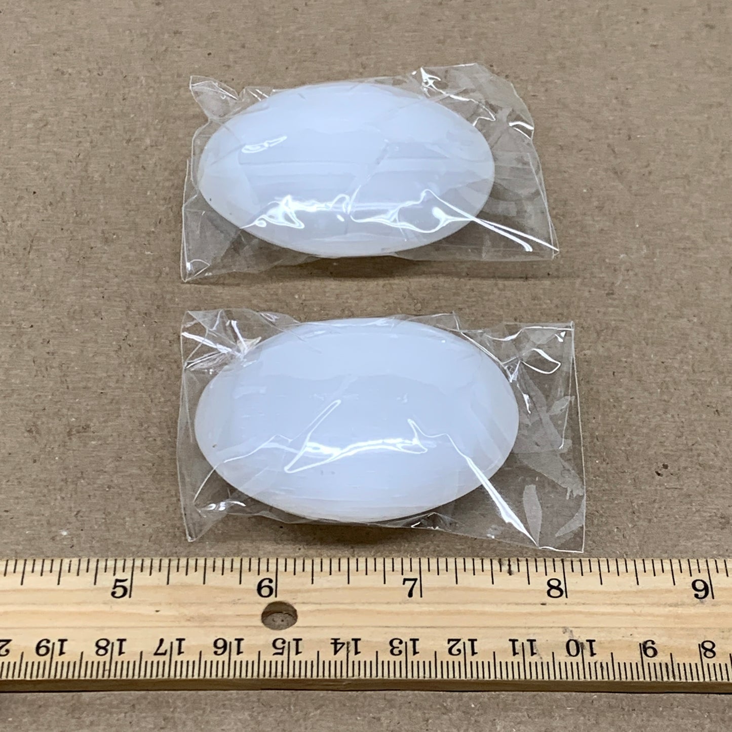 161g, 2.4"x1.8"x1", 2pcs, White Selenite Palmstone Crystal Pillow, B36863