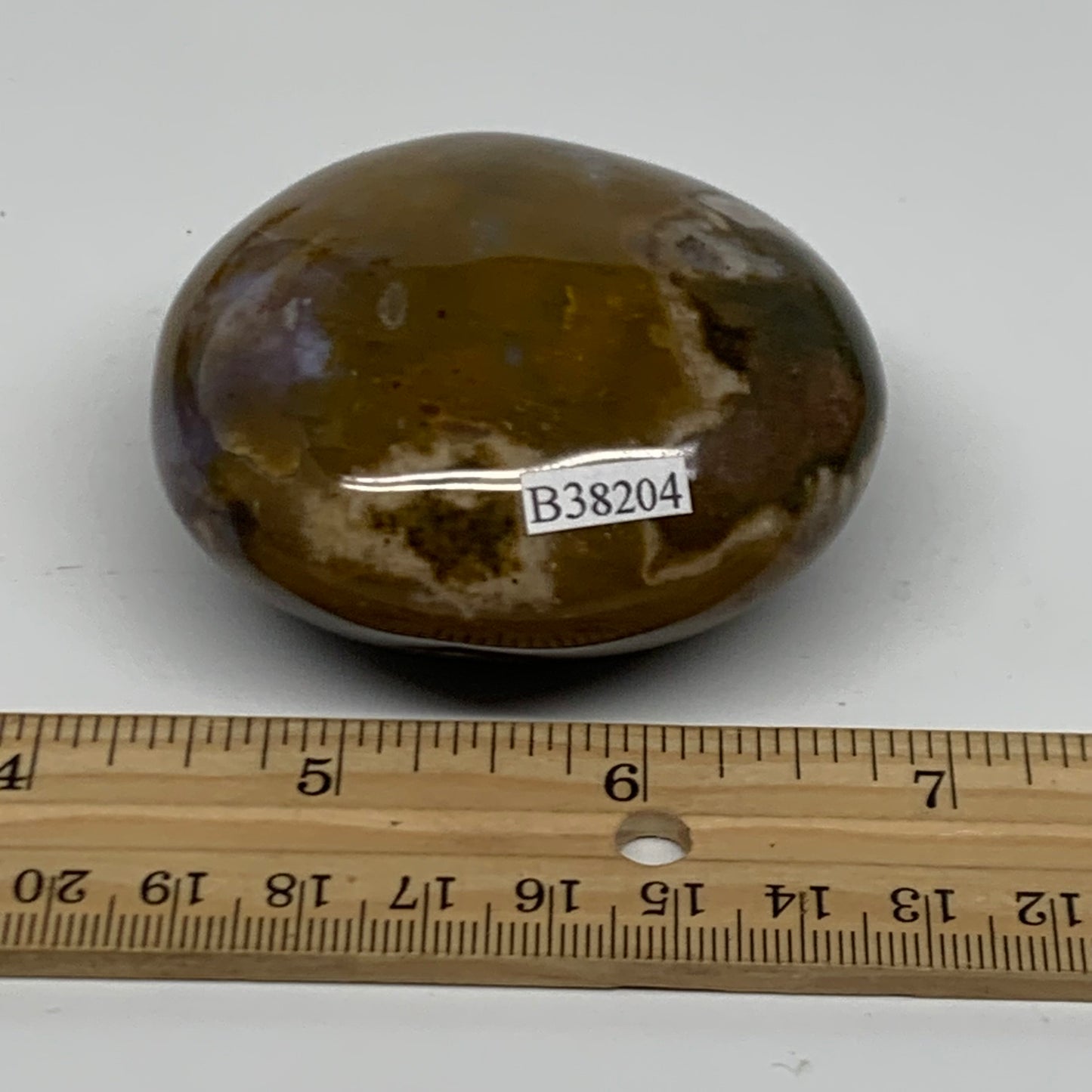182.7g, 2.5"x2.4"x1.4" Natural Ocean Jasper Palm-Stone Orbicular Jasper, B38204