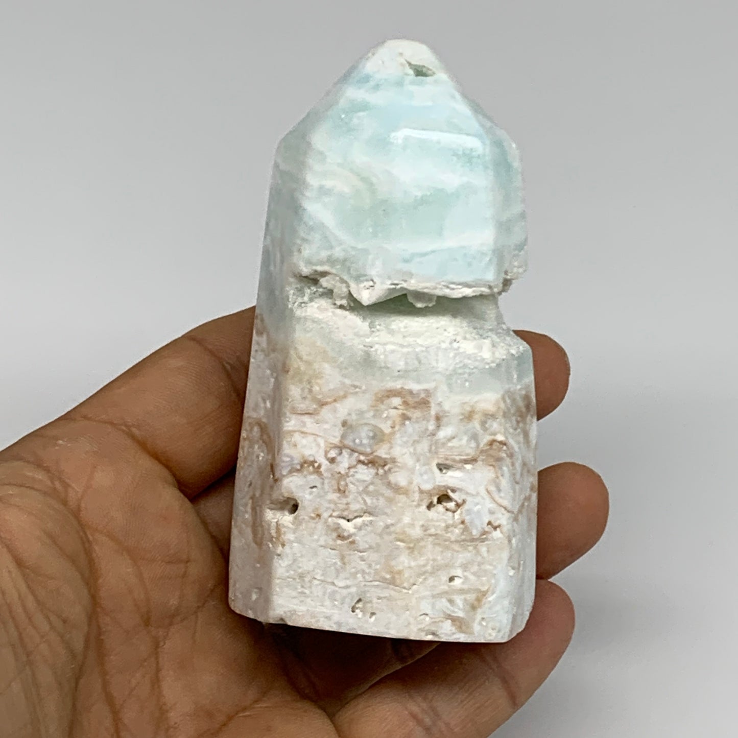 231.4g, 3.3"x1.6", Caribbean Calcite Tower Gemstone @Afghanistan, B33714