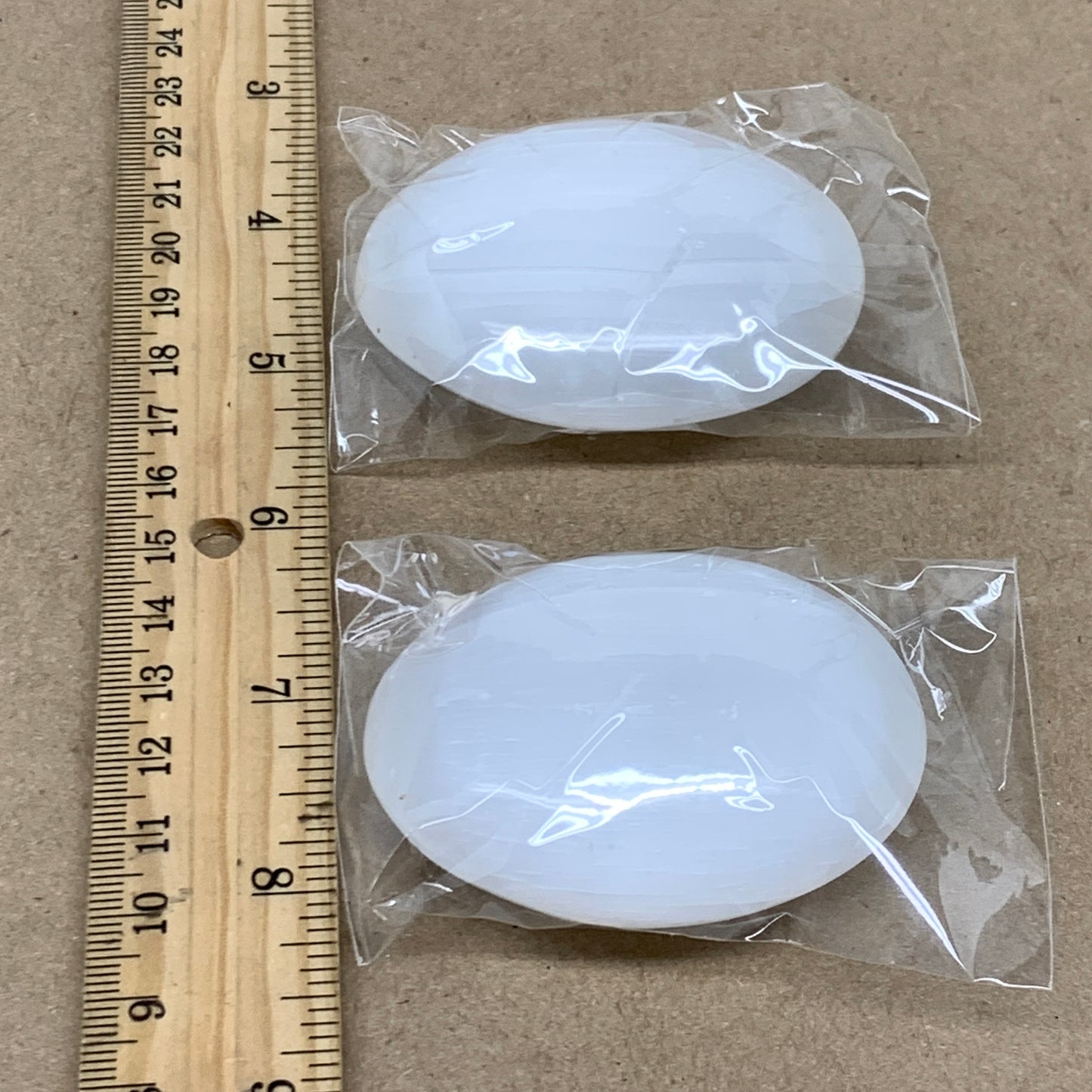 161g, 2.4"x1.8"x1", 2pcs, White Selenite Palmstone Crystal Pillow, B36863