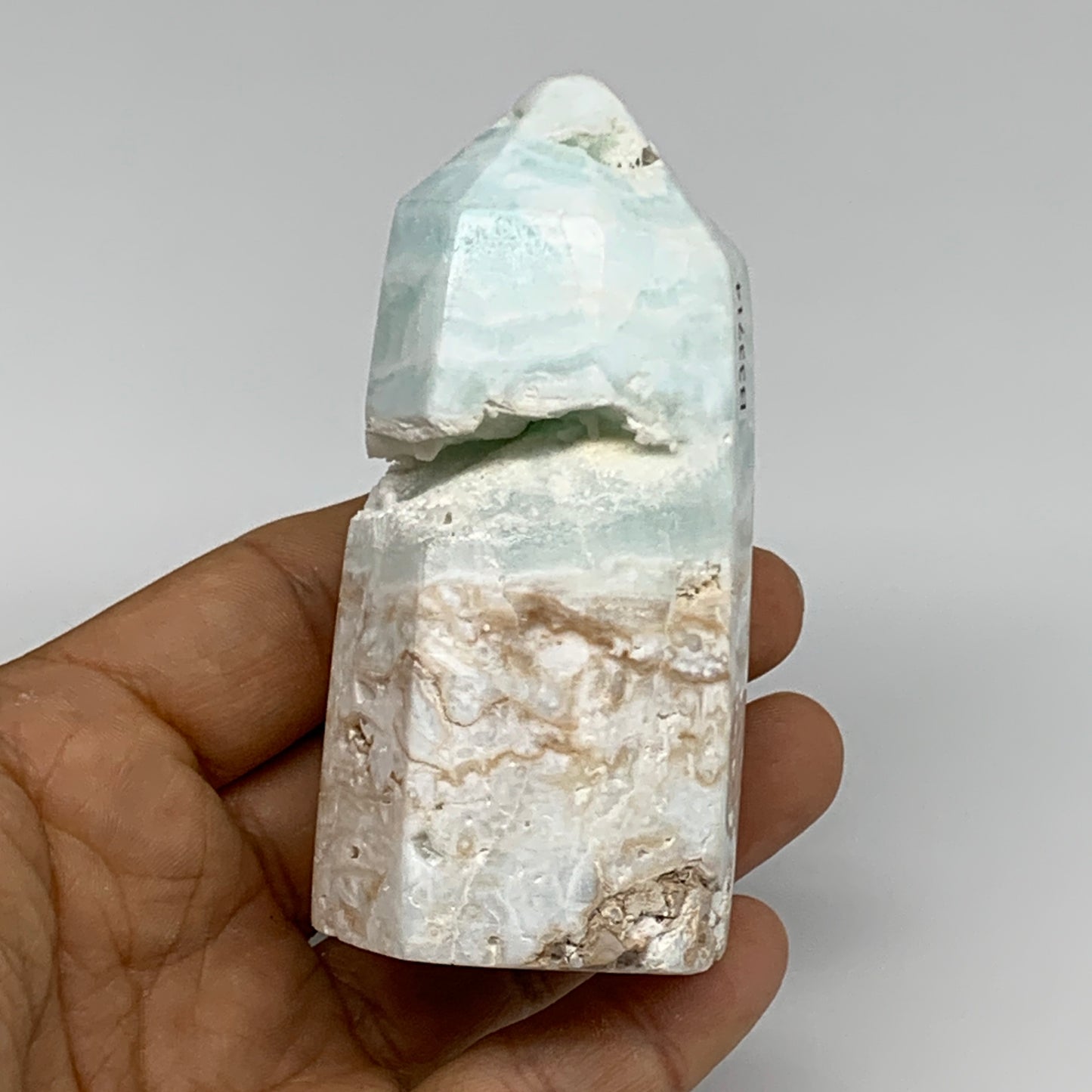 231.4g, 3.3"x1.6", Caribbean Calcite Tower Gemstone @Afghanistan, B33714