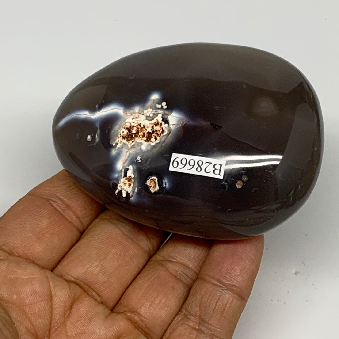 197.1g, 2.9"x2.3"x1.2" Orca Agate Palm-Stone Reiki Energy Crystal Reiki, B28669