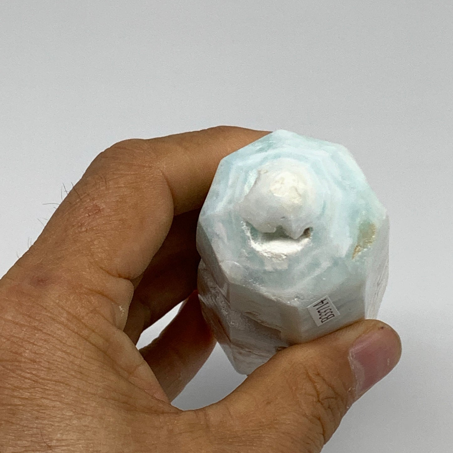 231.4g, 3.3"x1.6", Caribbean Calcite Tower Gemstone @Afghanistan, B33714