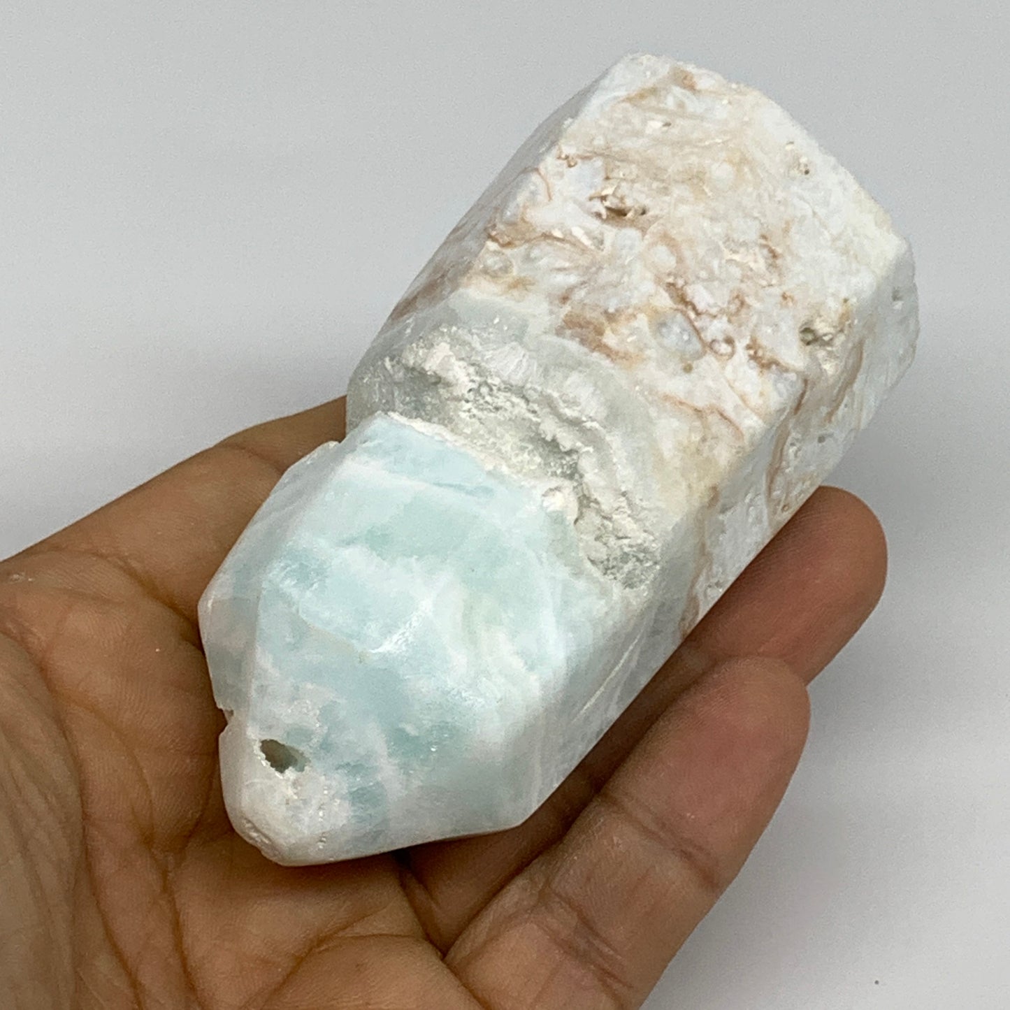 231.4g, 3.3"x1.6", Caribbean Calcite Tower Gemstone @Afghanistan, B33714