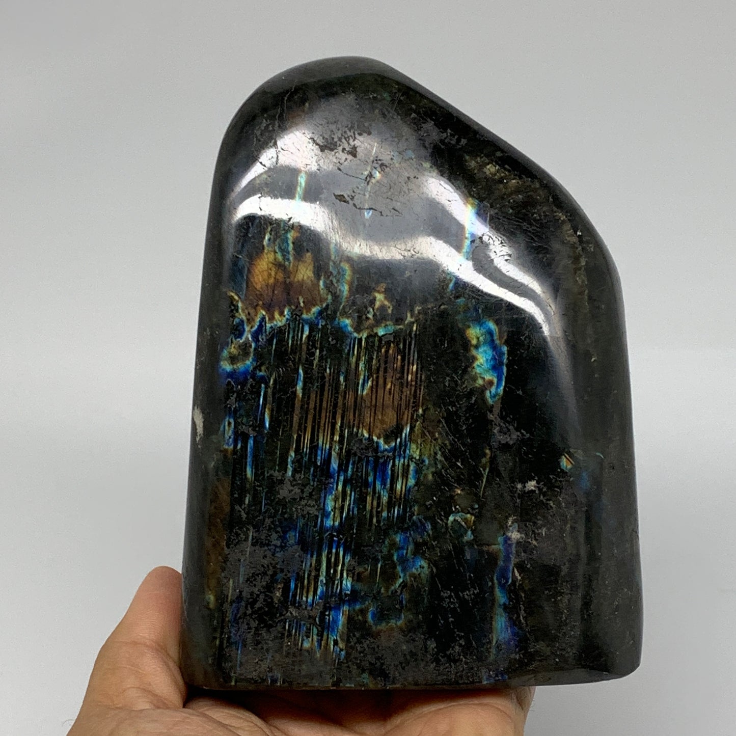 2.3 lbs, 5.3"x3.8"x1.6" Natural Labradorite Crystal Gemstones Freeform, B37357