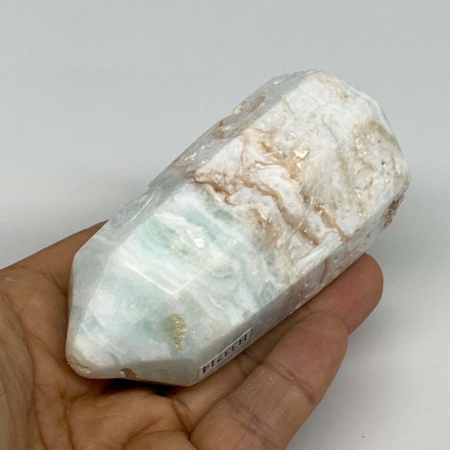 231.4g, 3.3"x1.6", Caribbean Calcite Tower Gemstone @Afghanistan, B33714