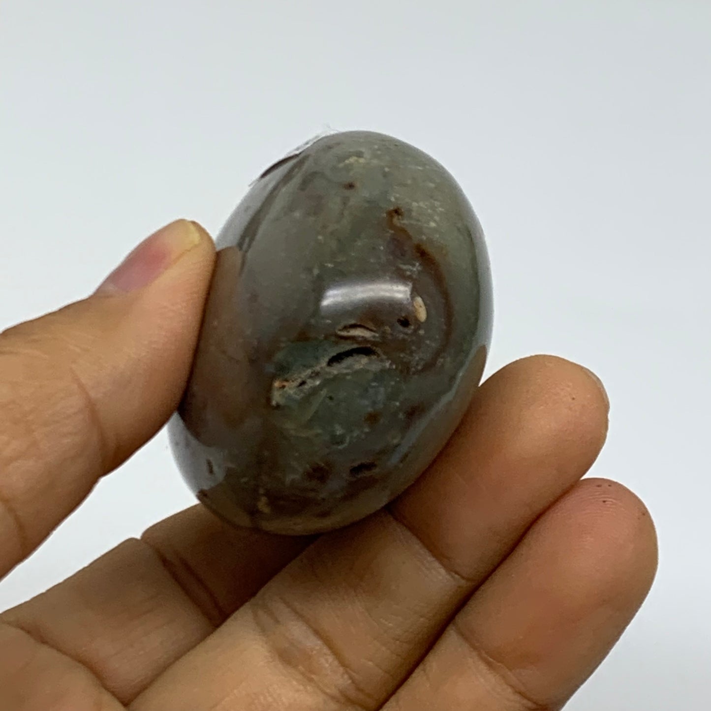 101.1g, 2.3"x1.7"x1.2" Natural Ocean Jasper Palm-Stone Orbicular Jasper, B38205