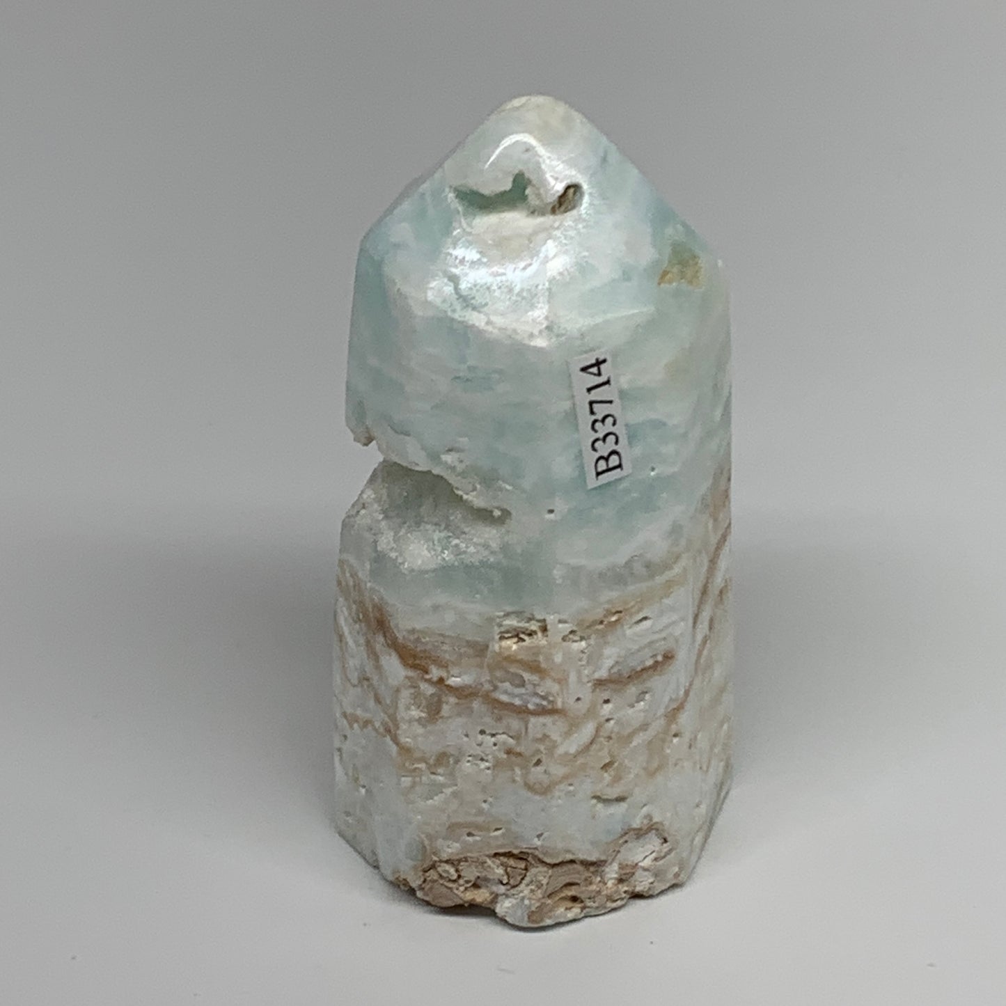 231.4g, 3.3"x1.6", Caribbean Calcite Tower Gemstone @Afghanistan, B33714