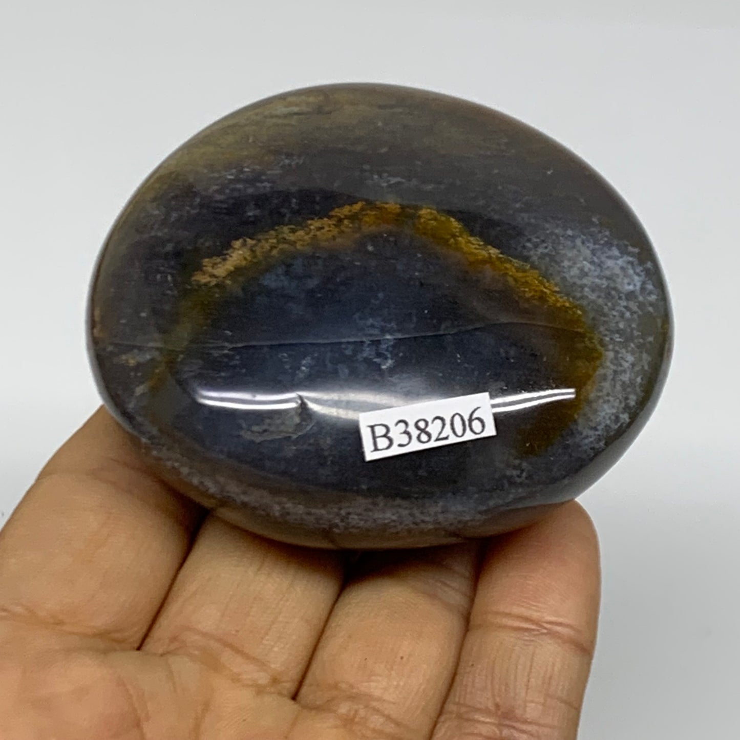 187.1g, 2.7"x2.4"x1.2" Natural Ocean Jasper Palm-Stone Orbicular Jasper, B38206