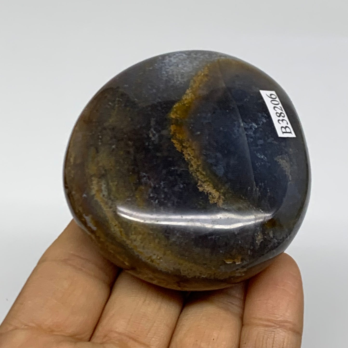 187.1g, 2.7"x2.4"x1.2" Natural Ocean Jasper Palm-Stone Orbicular Jasper, B38206