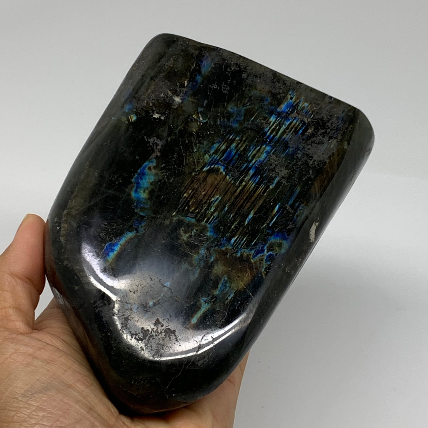 2.3 lbs, 5.3"x3.8"x1.6" Natural Labradorite Crystal Gemstones Freeform, B37357