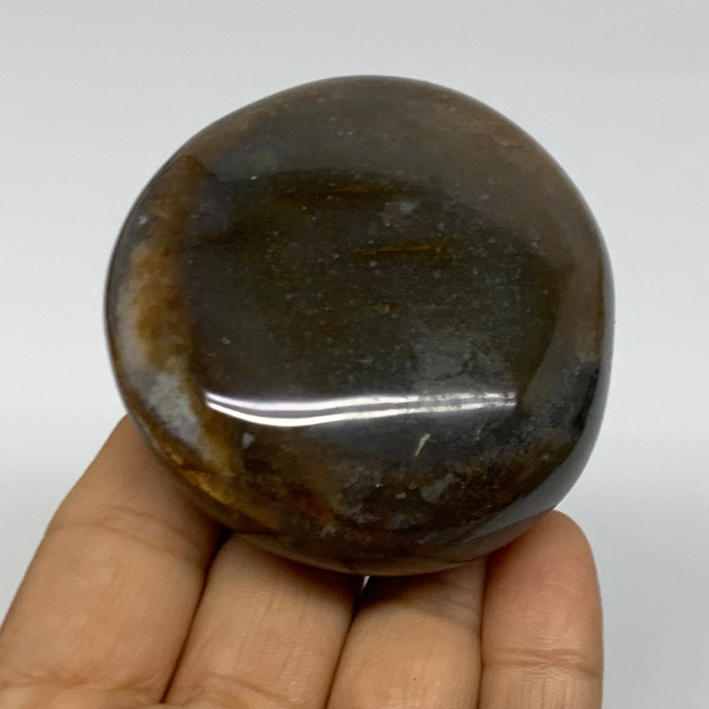 187.1g, 2.7"x2.4"x1.2" Natural Ocean Jasper Palm-Stone Orbicular Jasper, B38206