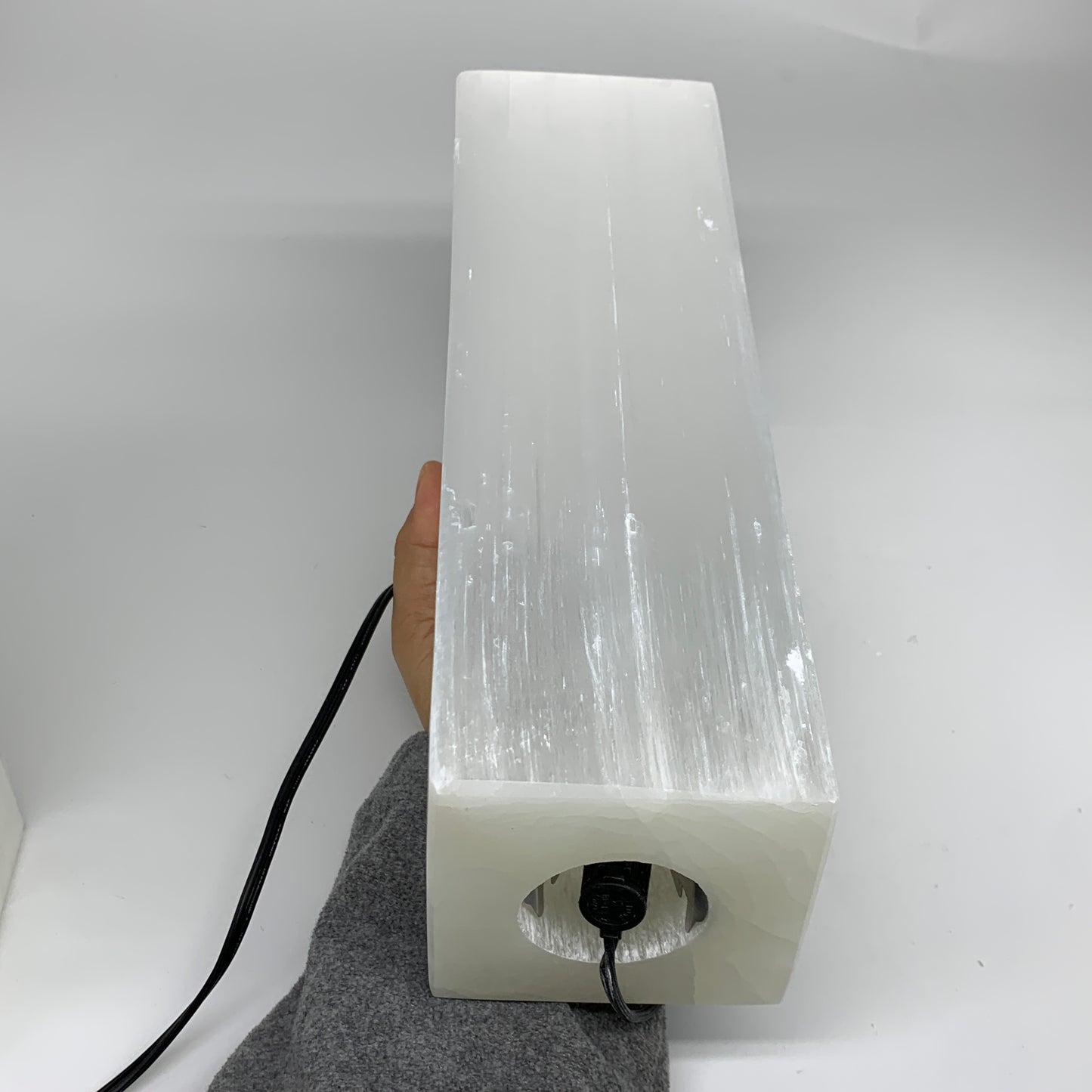 11.8 lbs. 11.7"x3.6", Rectangle Selenite (Satin Spar) Lamp, w/6ft Chord, B35805