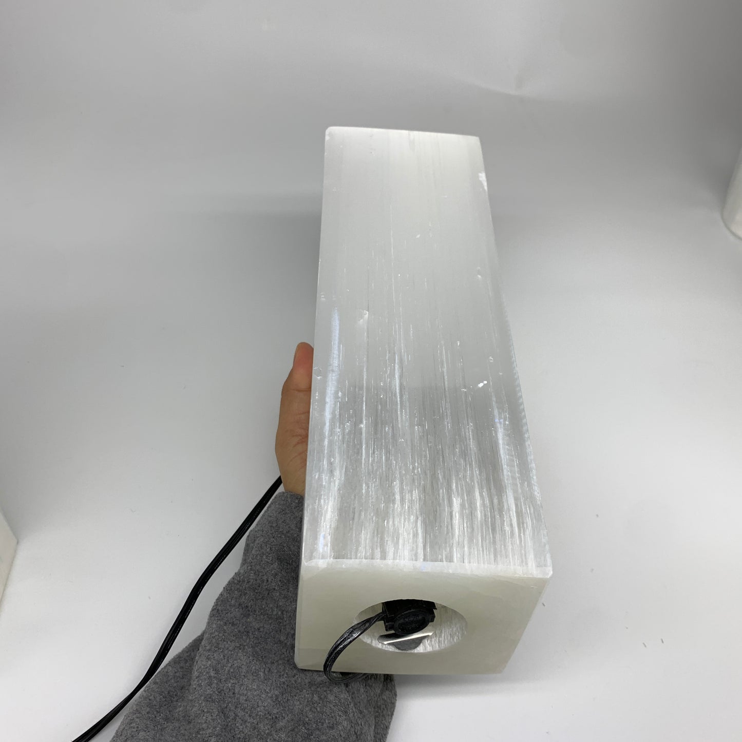 11.8 lbs. 11.7"x3.6", Rectangle Selenite (Satin Spar) Lamp, w/6ft Chord, B35805