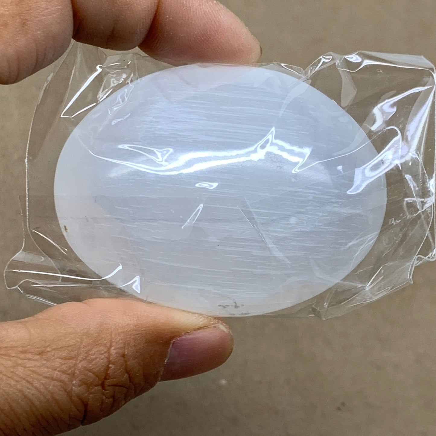 158g, 2.4"x1.8"x1", 2pcs, White Selenite Palmstone Crystal Pillow, B36865