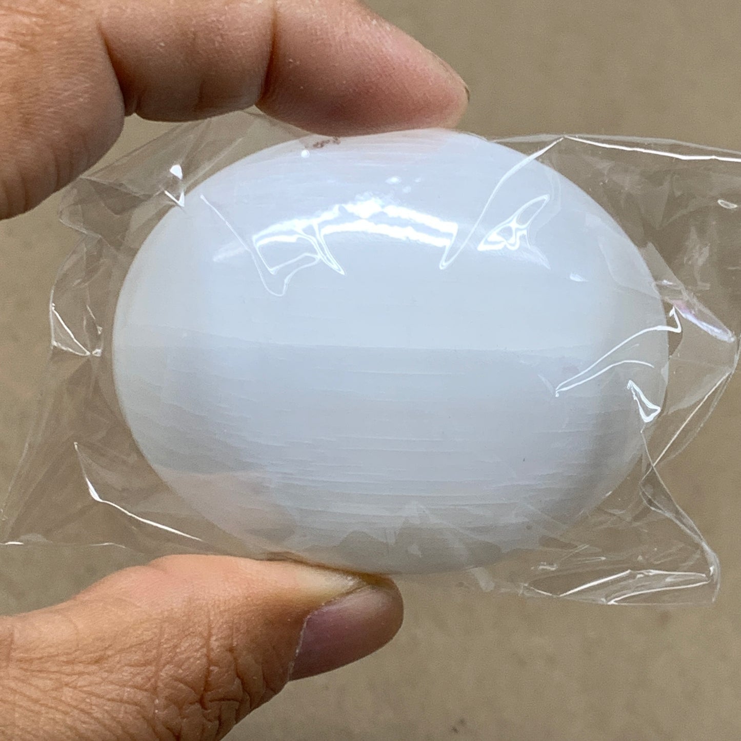 158g, 2.4"x1.8"x1", 2pcs, White Selenite Palmstone Crystal Pillow, B36865