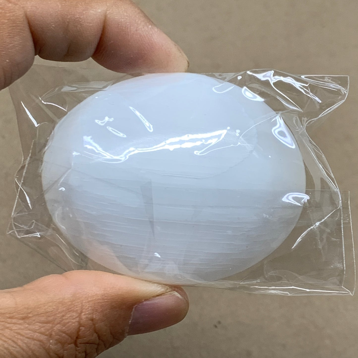 158g, 2.4"x1.8"x1", 2pcs, White Selenite Palmstone Crystal Pillow, B36865