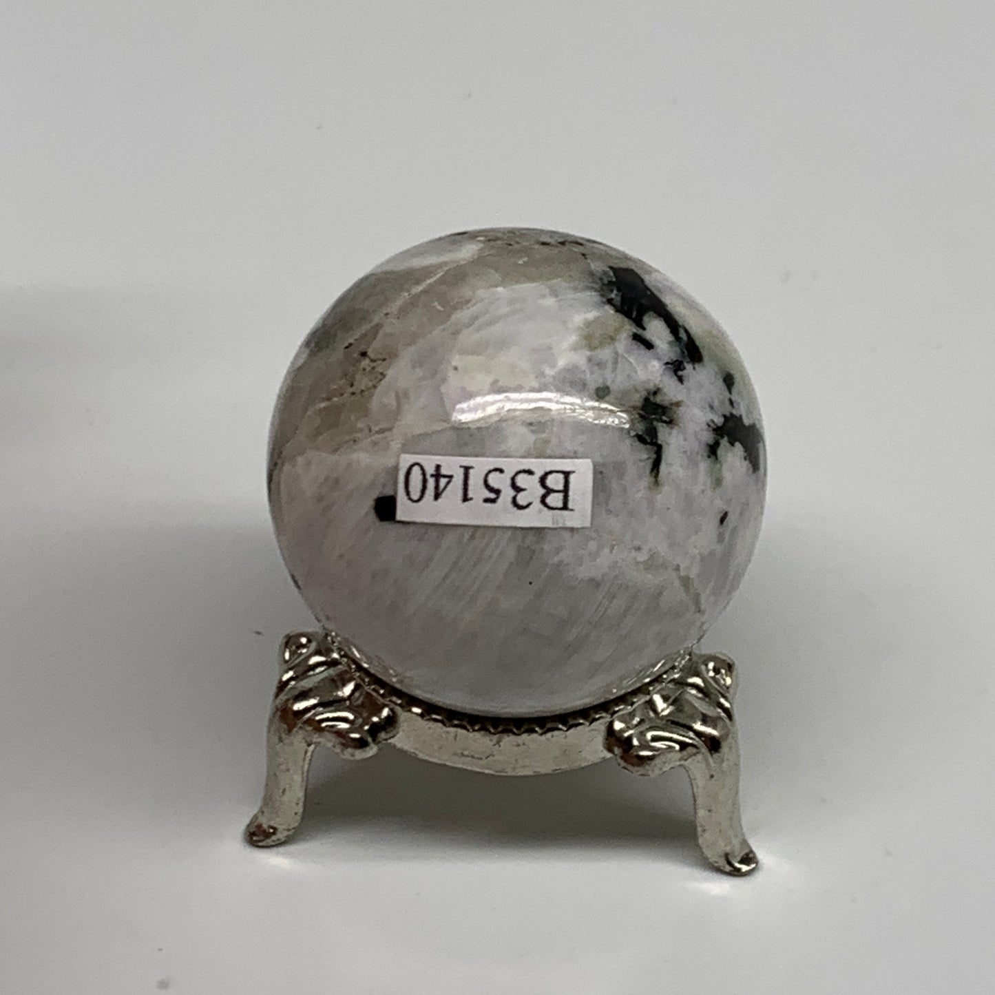 83g, 1.5"(39mm), Natural Rainbow Moonstone Sphere Ball Gemstone, B35140