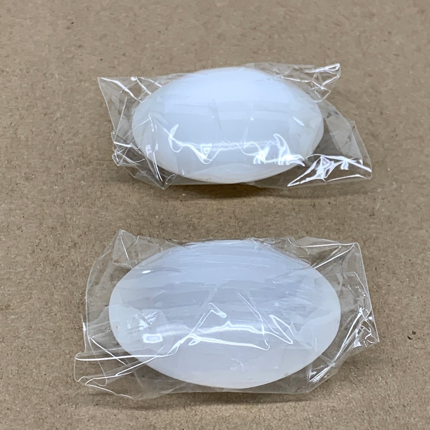 158g, 2.4"x1.8"x1", 2pcs, White Selenite Palmstone Crystal Pillow, B36865