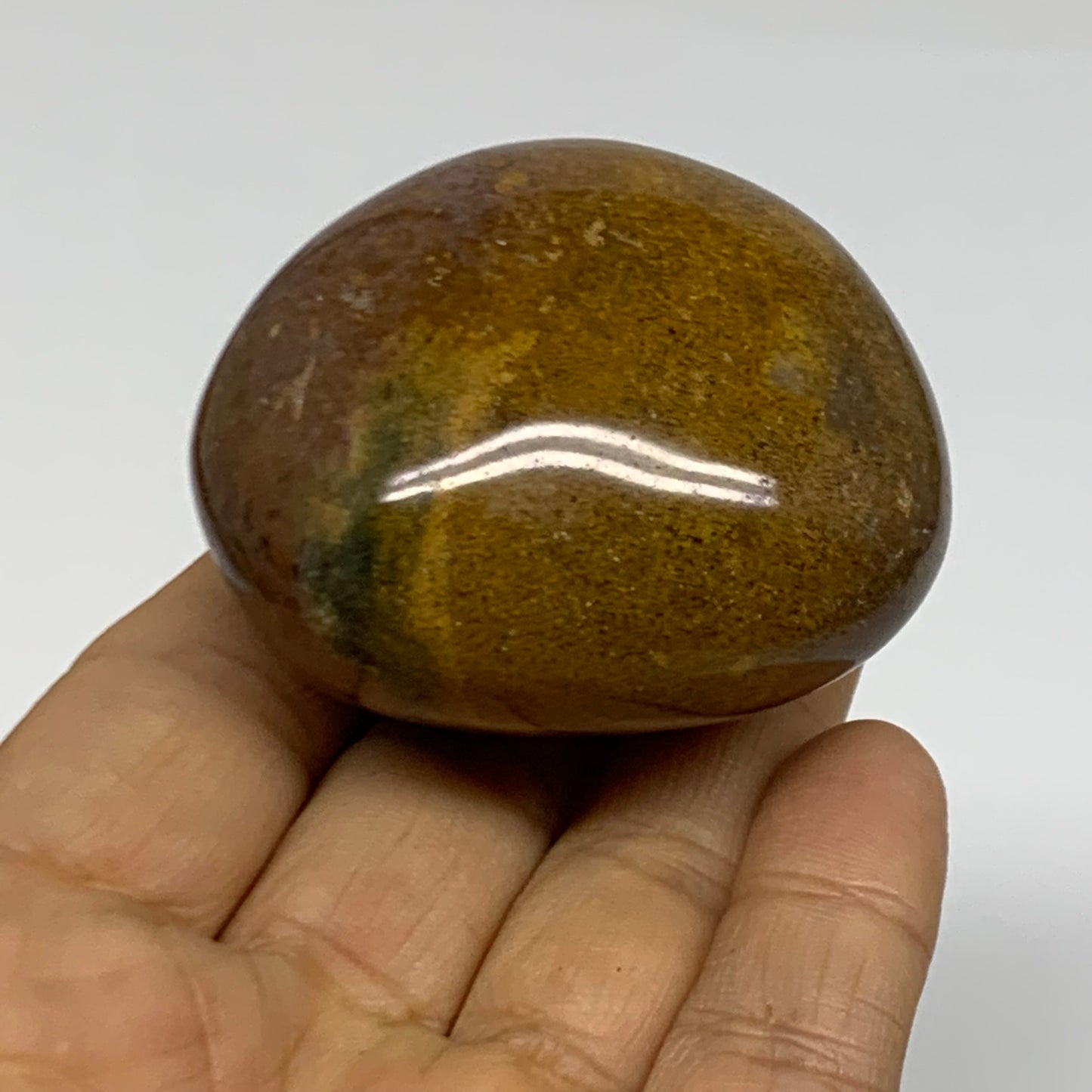 122.8g, 2.1"x1.7"x1.5" Natural Ocean Jasper Palm-Stone Orbicular Jasper, B38207