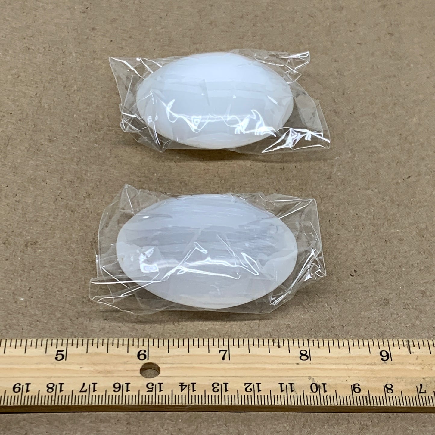 158g, 2.4"x1.8"x1", 2pcs, White Selenite Palmstone Crystal Pillow, B36865