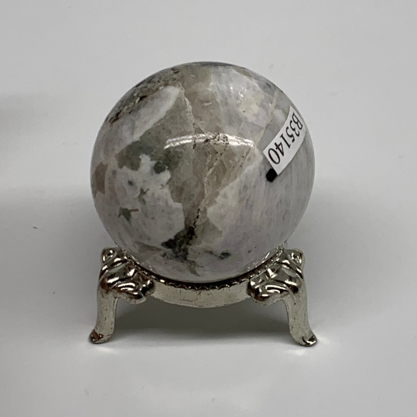 83g, 1.5"(39mm), Natural Rainbow Moonstone Sphere Ball Gemstone, B35140