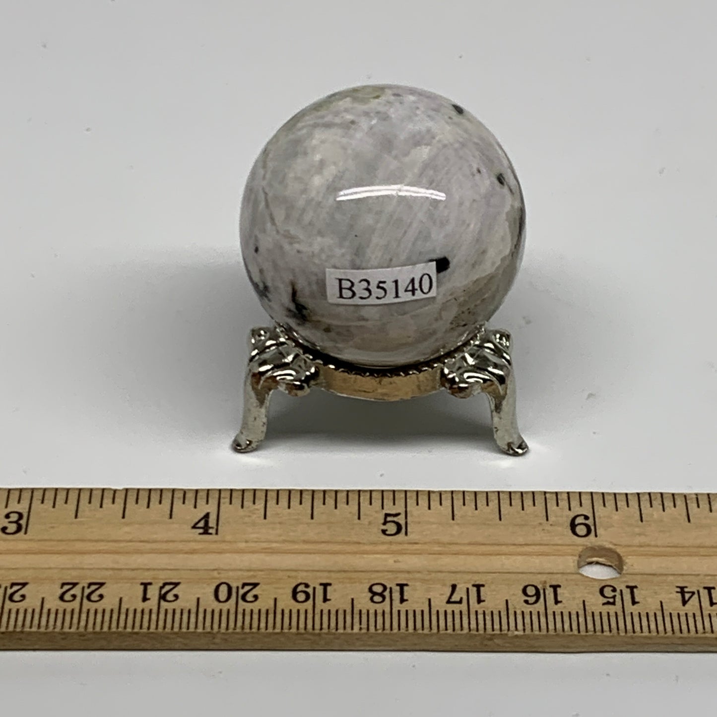 83g, 1.5"(39mm), Natural Rainbow Moonstone Sphere Ball Gemstone, B35140