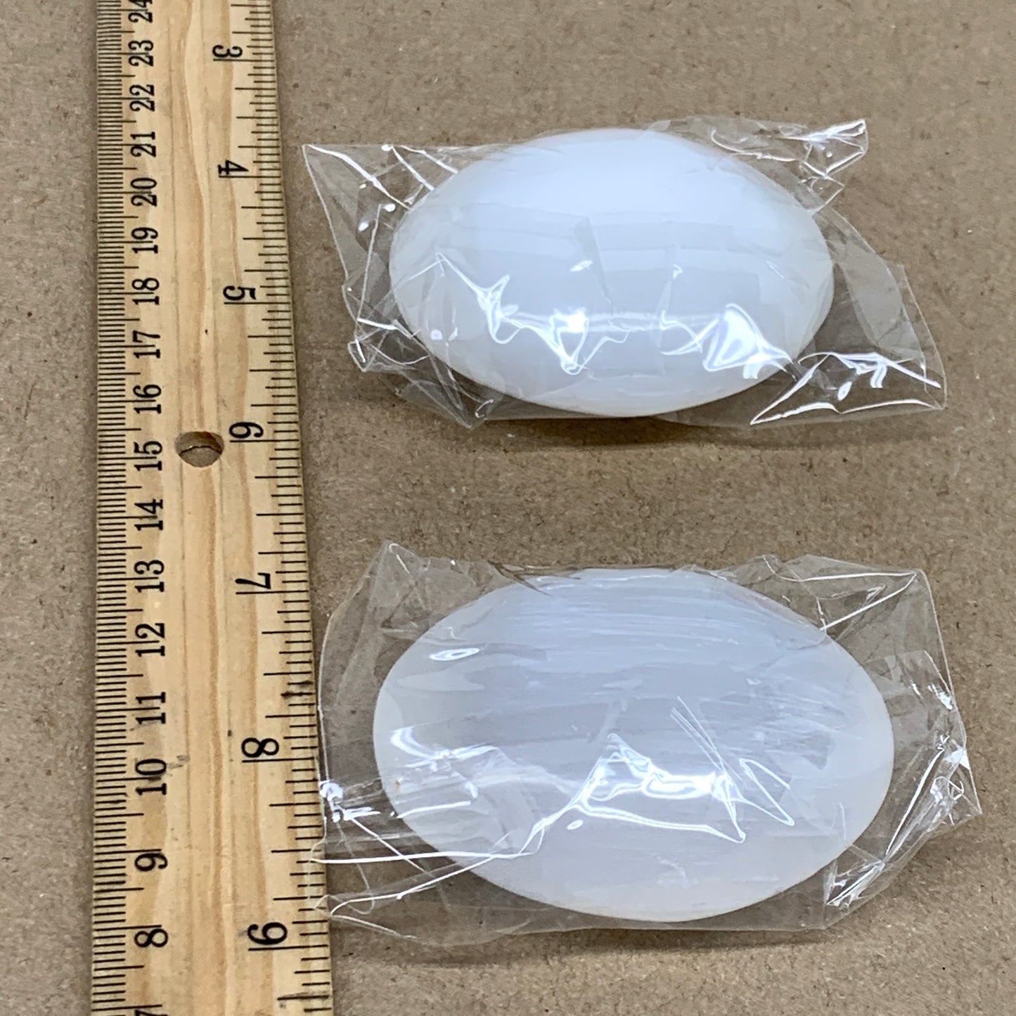 158g, 2.4"x1.8"x1", 2pcs, White Selenite Palmstone Crystal Pillow, B36865
