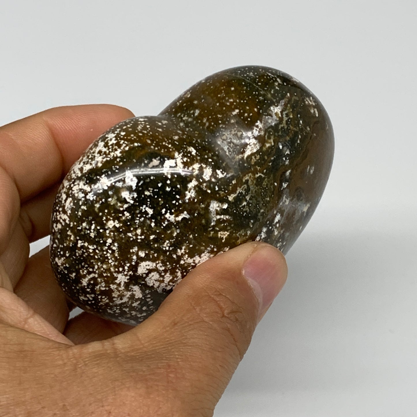 0.56 lbs, 2.6"x3.2"x1.5" Ocean Jasper Heart Polished Healing Crystal, B30914