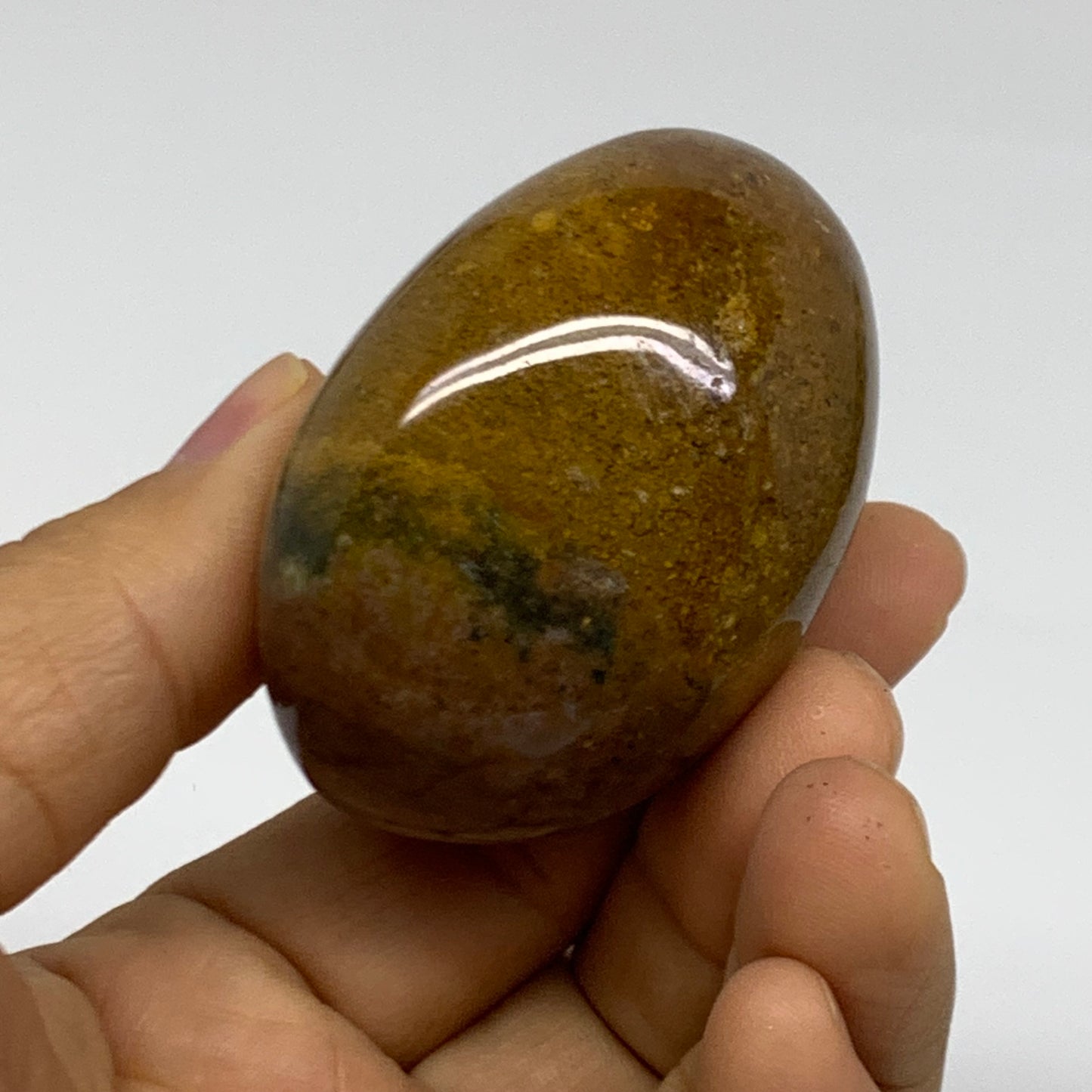 122.8g, 2.1"x1.7"x1.5" Natural Ocean Jasper Palm-Stone Orbicular Jasper, B38207