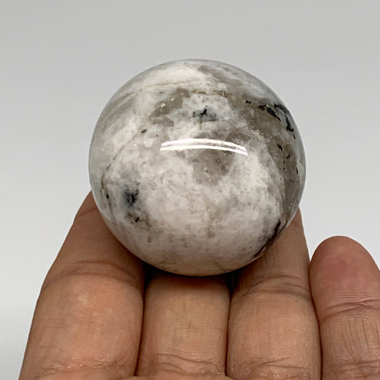 99.9g, 1.7"(42mm), Natural Rainbow Moonstone Sphere Ball Gemstone, B35141