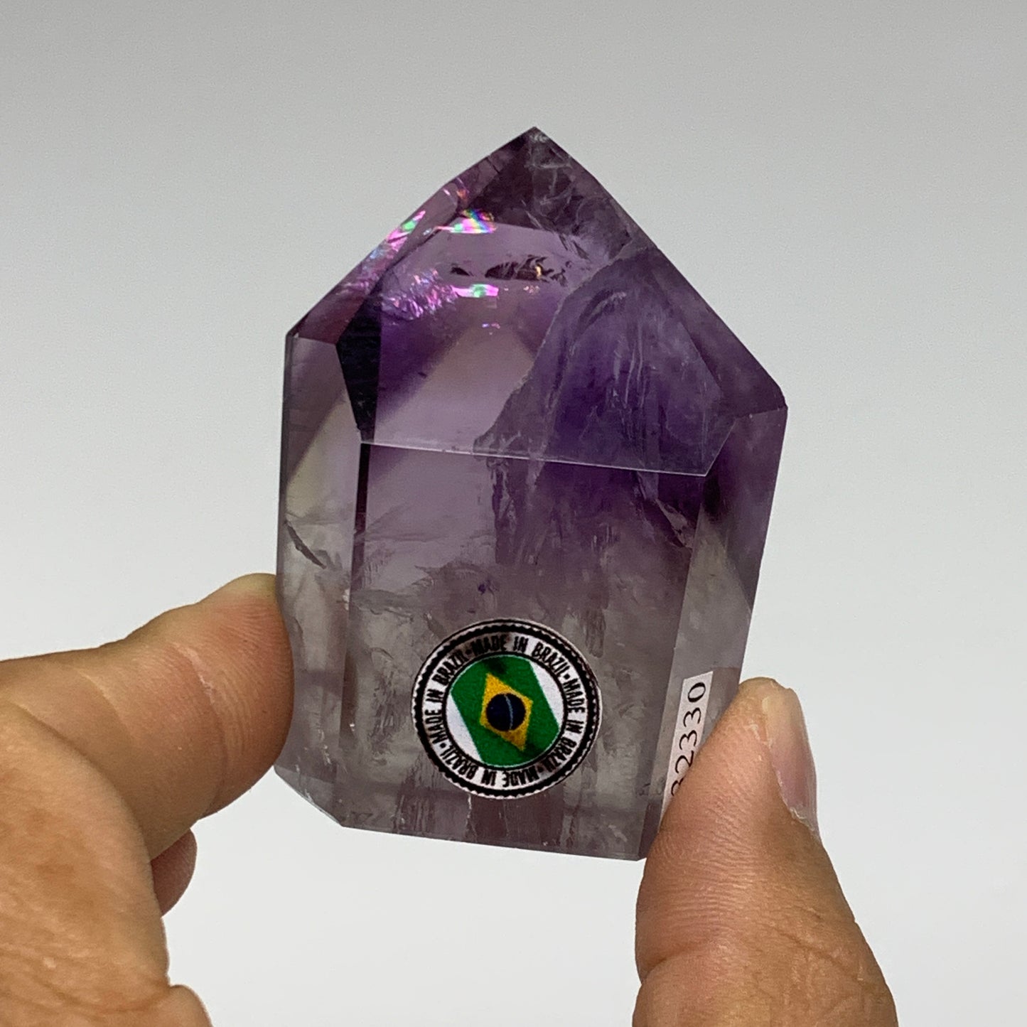 86.8g, 2.2"x1.5"x0.9", Natural Amethyst Tower Point Obelisk @Brazil, B32330