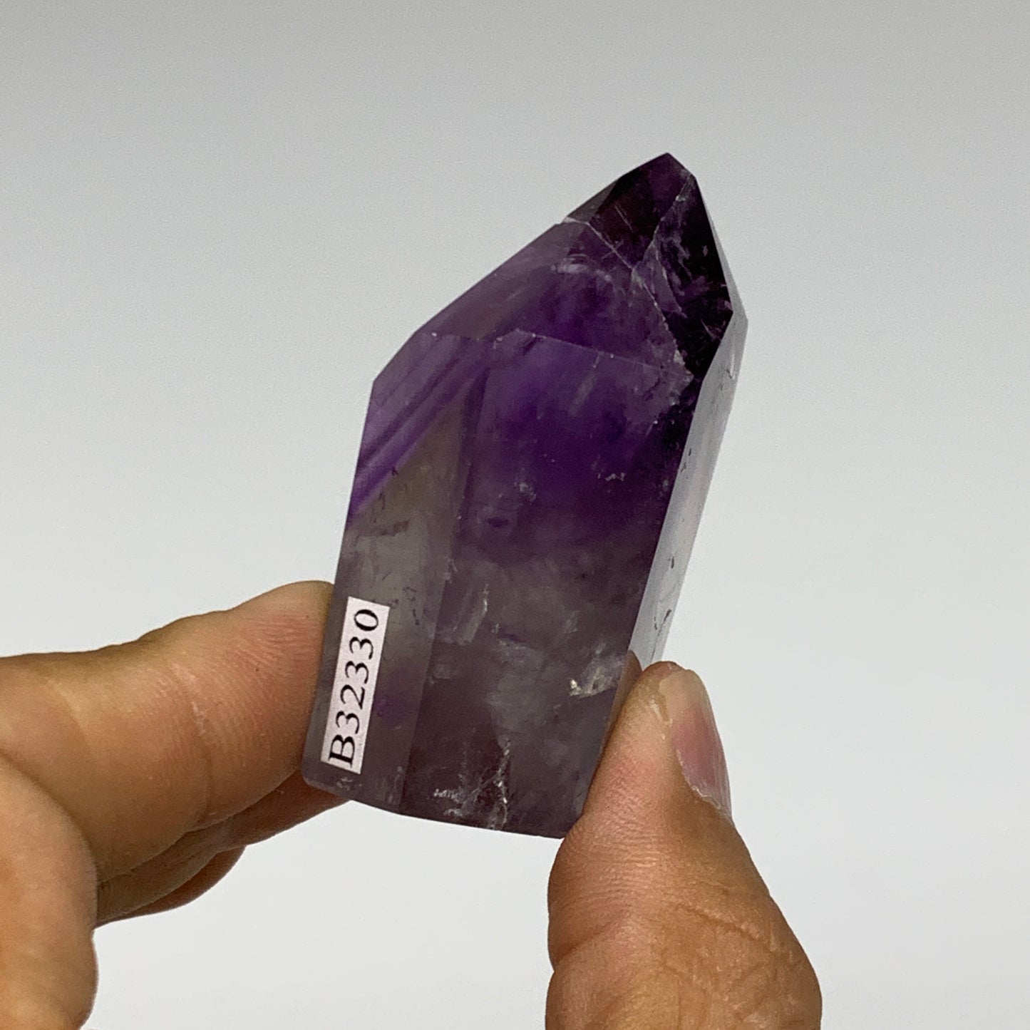 86.8g, 2.2"x1.5"x0.9", Natural Amethyst Tower Point Obelisk @Brazil, B32330
